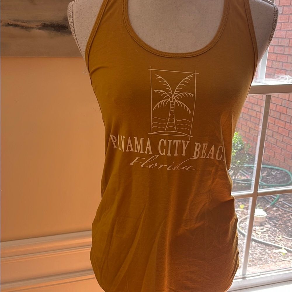 NWT Just Beachy Boutique Gold Fitted Sleeveless Tank Top